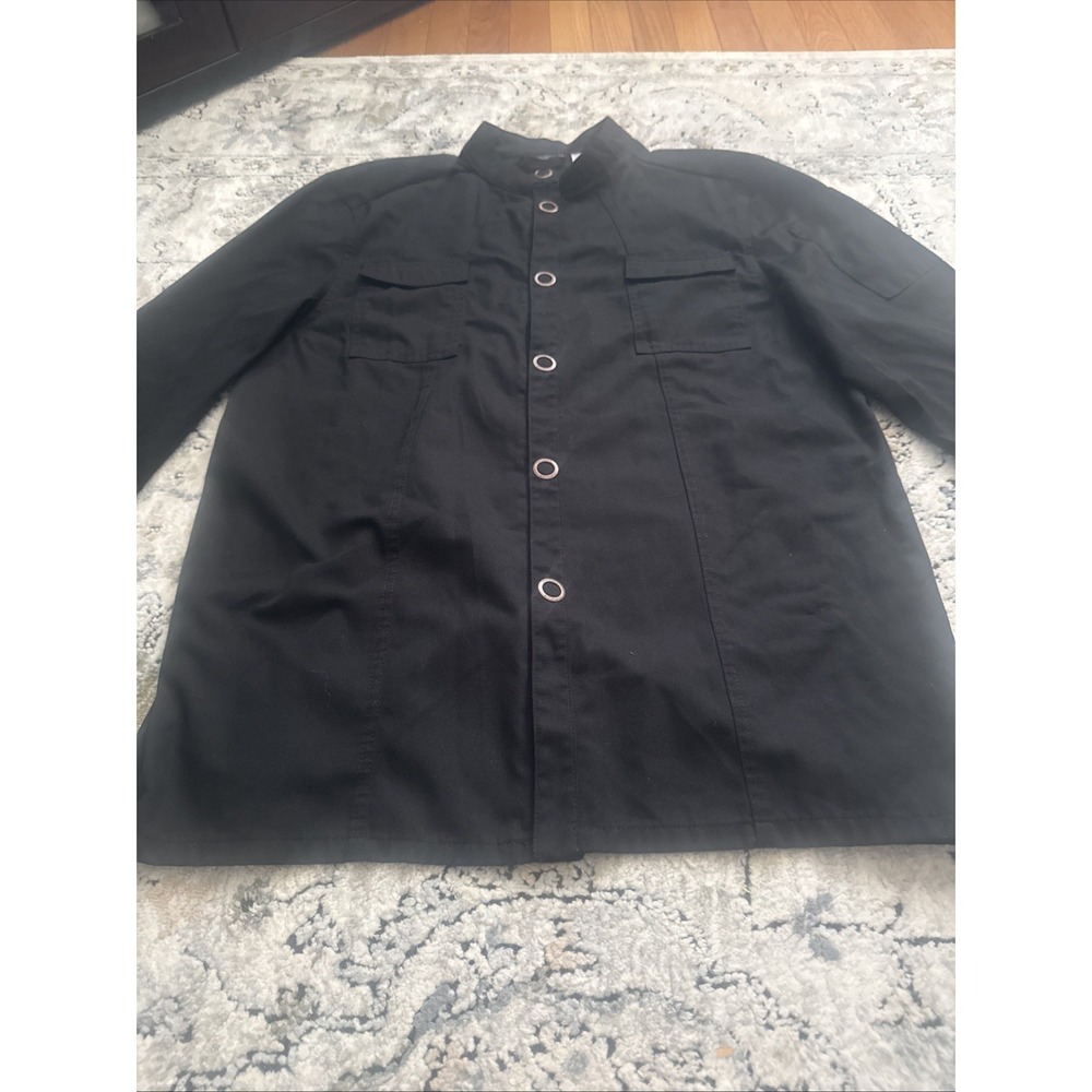 chefwear Jacket Kitchen Cooking Black Long sleeve Large Snap Buttons